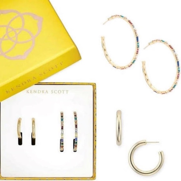 NWT Kendra Scott 2 Pieces Set Thora & Colecte Earrings Set Gold jewel tone mix - Picture 6 of 7